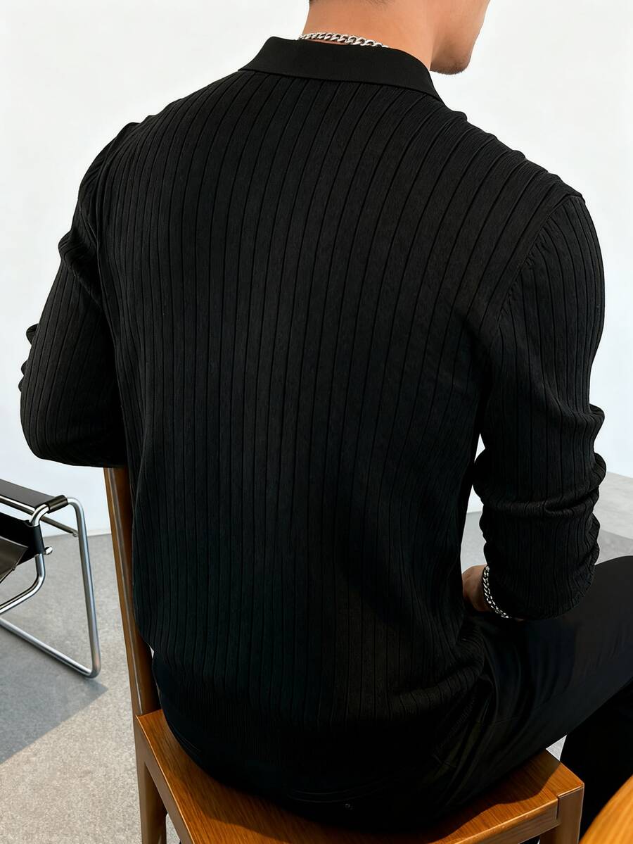 GRDR Suéter de Tricô de Manga Longa com Gola Canelada, Casaco Casual Versátil