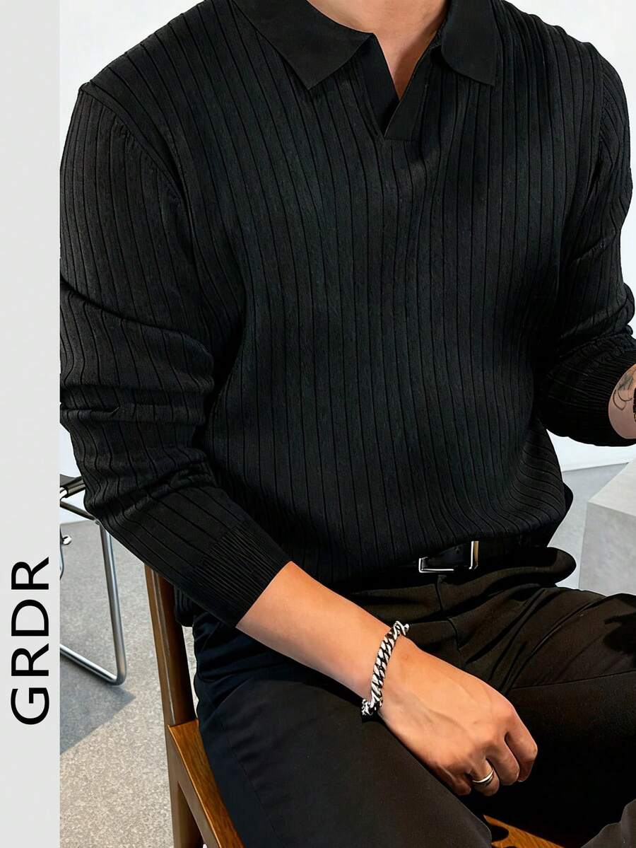 GRDR Suéter de Tricô de Manga Longa com Gola Canelada, Casaco Casual Versátil