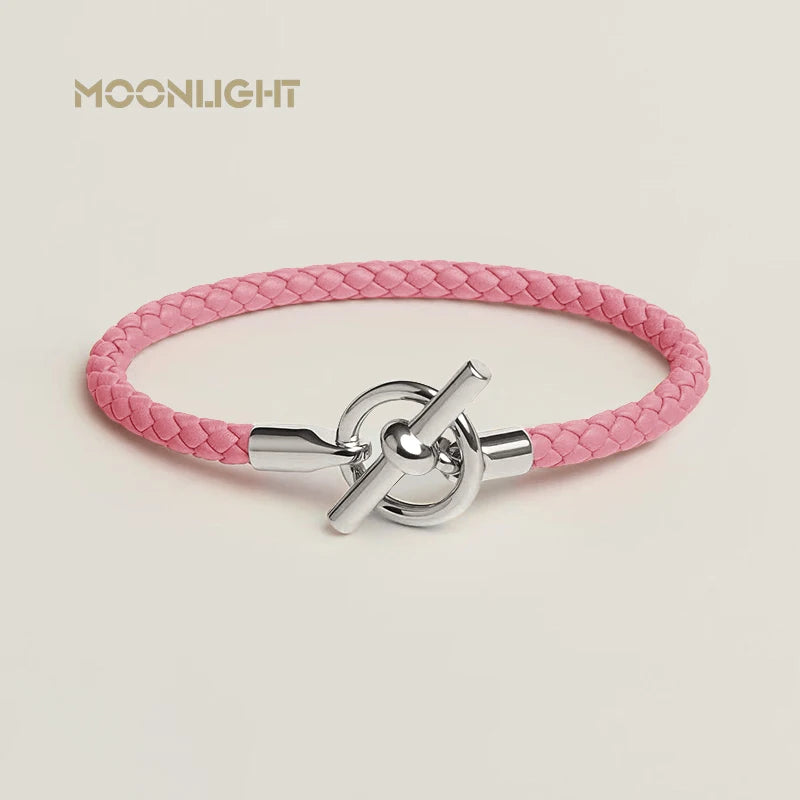 MOONLIGHT Classic OT Lock Genuine Leather Bracelets for Women Couples Bracelet Female Man Jewelry Gift Fashion Accessories