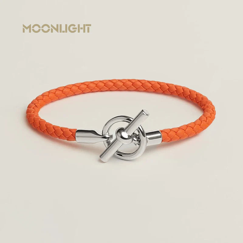 MOONLIGHT Classic OT Lock Genuine Leather Bracelets for Women Couples Bracelet Female Man Jewelry Gift Fashion Accessories